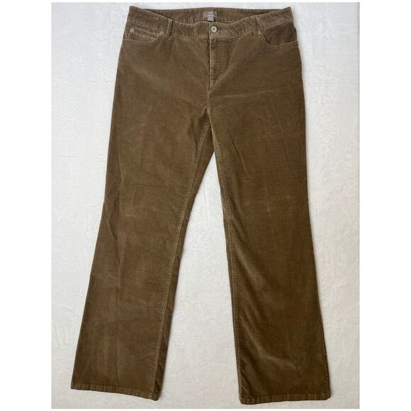 J. Jill Brown Bootcut Stretch Corduroys sz 14 Fall Academia 70s Groovy Flare - Picture 1 of 8